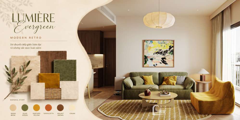 Thiết kế nội thất chung cư phong cách Modern Retro dự án Lumière Evergreen - Sự chuyển tiếp giữa hiện đại và những sắc màu hoài niệm